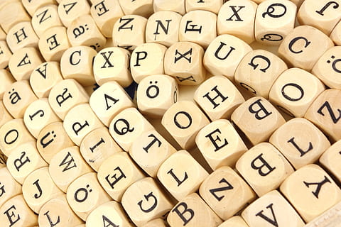 black-and-beige wooden learning blocks, wood cube, letters HD wallpaper