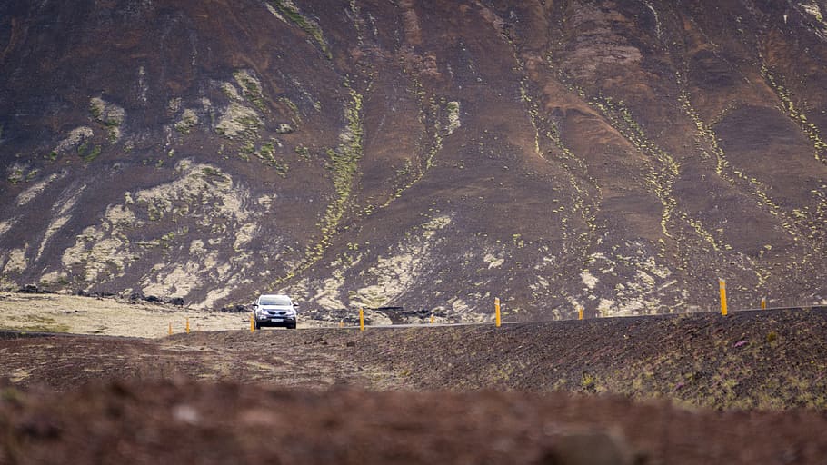 landscape, auto, road, nature, drive, pkw, mountains, iceland HD wallpaper