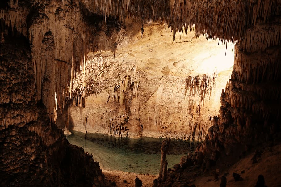 photography of stalactites and stalagmites, cave, cavern, nature HD wallpaper