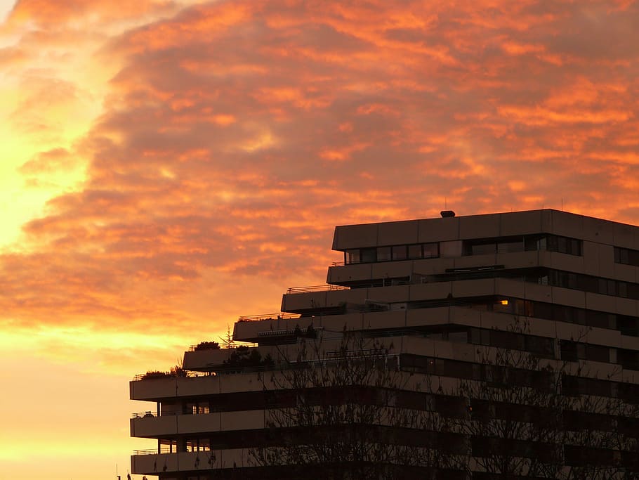 sunset, sky, clouds, abendstimmung, romance, fire, afterglow HD wallpaper