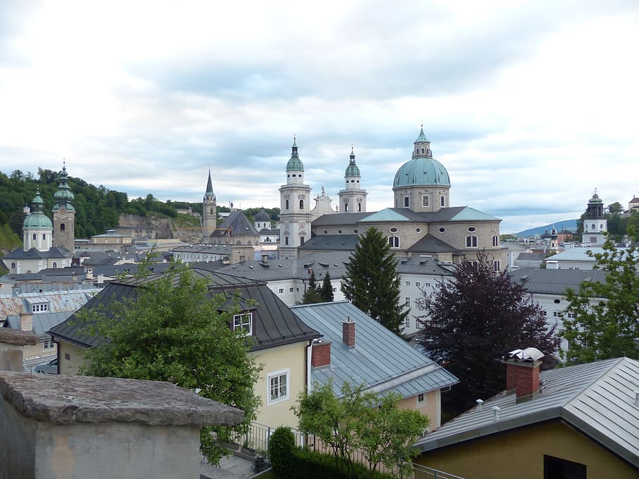 salzburg cathedral, dom, roman catholic, church, dome, archdiocese of salzburg, HD wallpaper