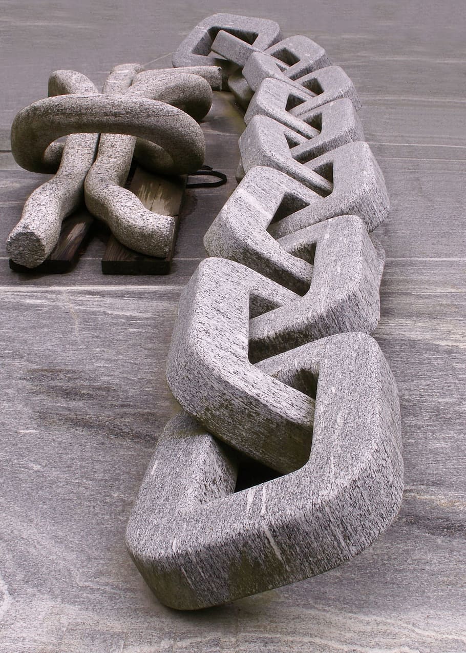 Granite, Chain, Stone, Art, grey, sculpture, links of the chain HD wallpaper