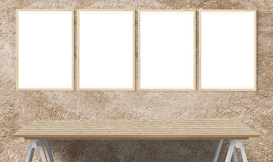 gray wooden console table, desk, wall, images, empty, office HD wallpaper