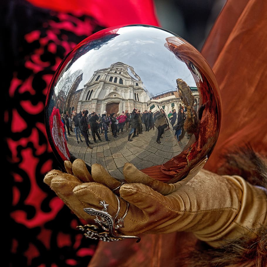 person holding stainless steel egg, carnival, venice, mask HD wallpaper