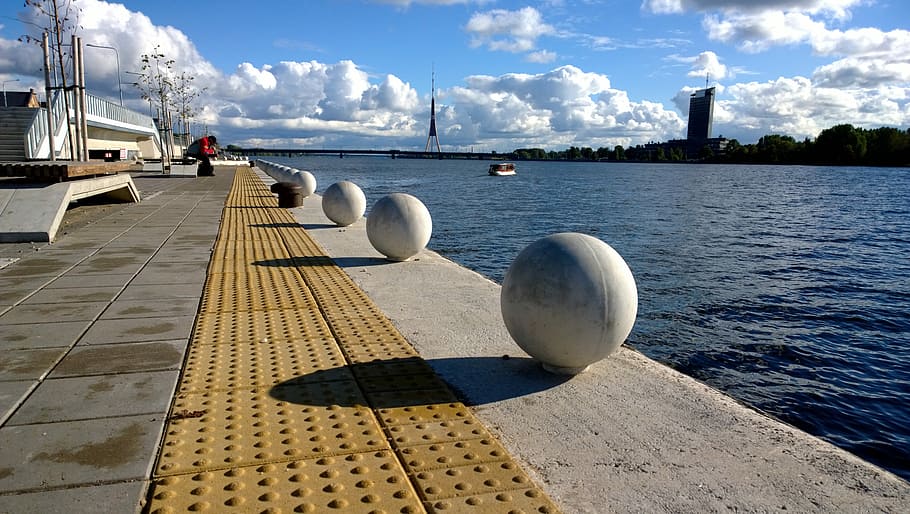 Riga, River, Promenade, Daugava, Path, water, sky, cloud - sky HD wallpaper