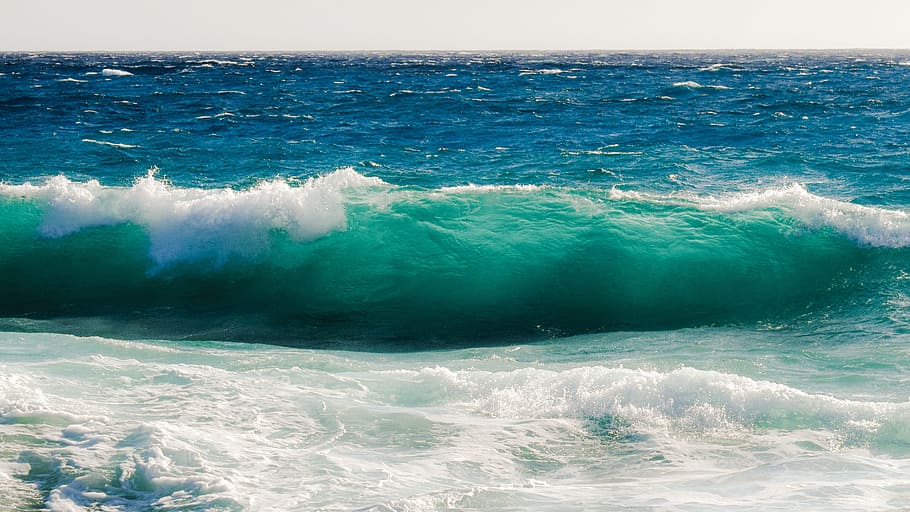 wave, transparent, sea, turquoise, nature, spray, foam, wind HD wallpaper