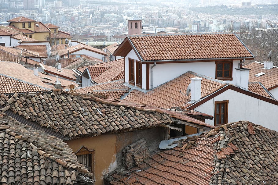 brown roof brick houses, old, home, slum, tile, historical works