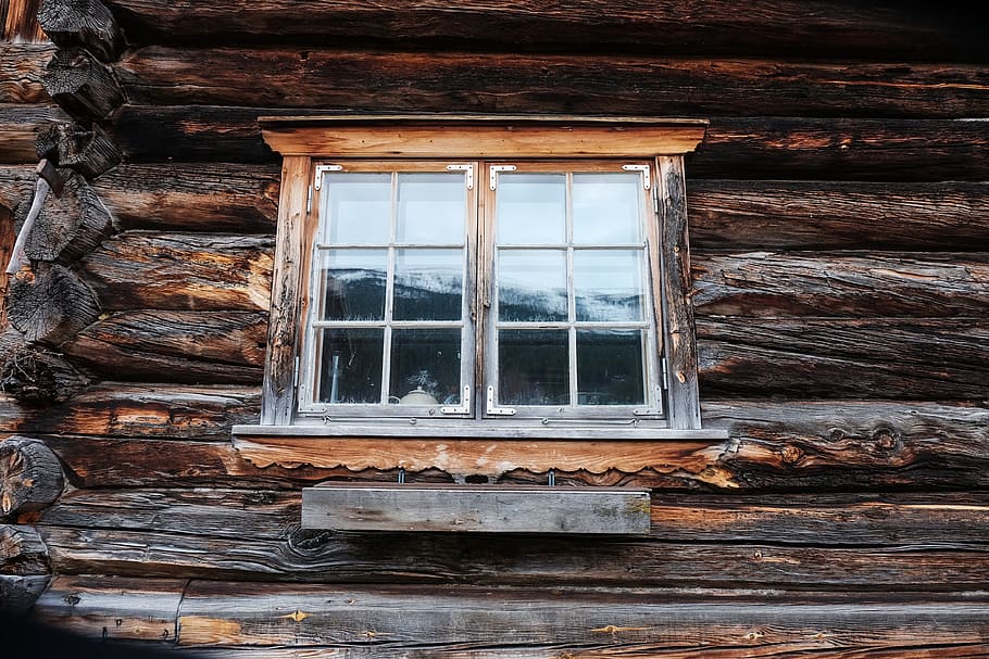 windows, old, woods, home, house, reflection, snow, winter HD wallpaper