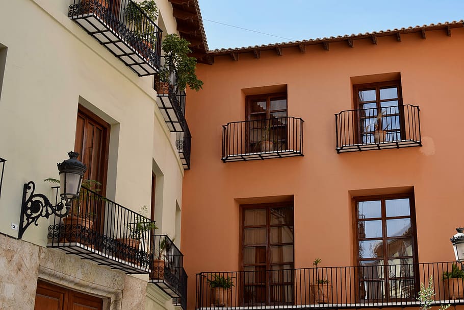 architecture, house, balcony, window, street, housing, city HD wallpaper