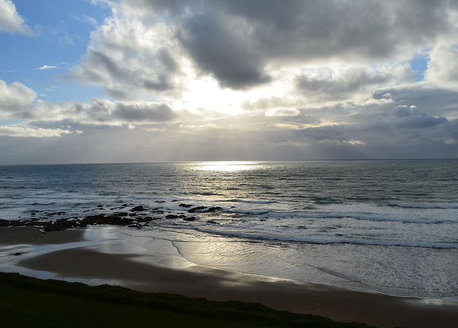 Ocean, Beach, Sea, Sunset, Sand, Water, nature, coast, landscape HD wallpaper