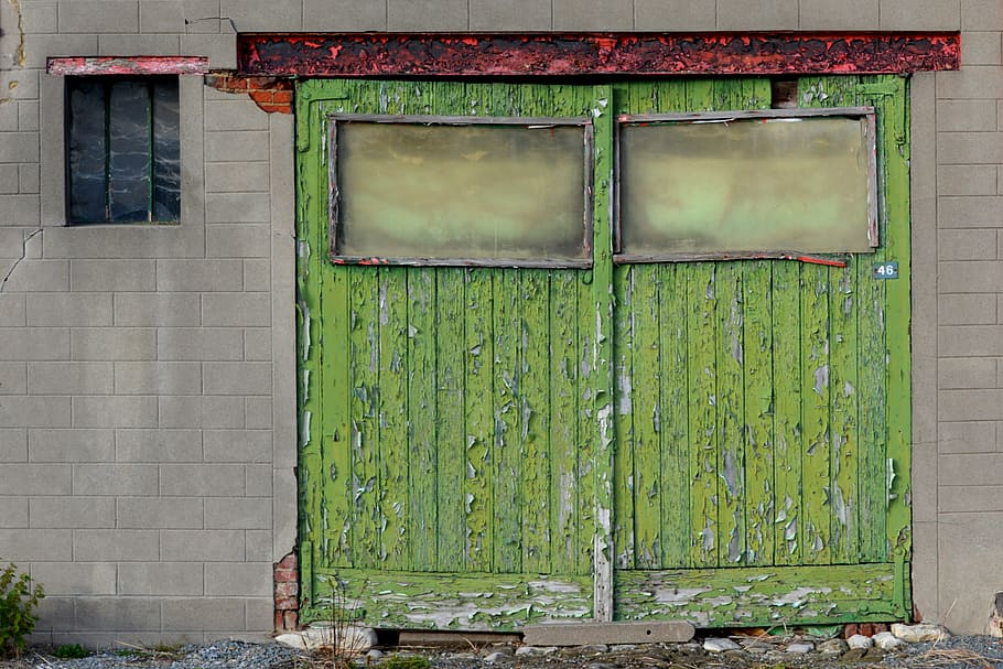 port, green, facade, window, old, door, wood - Material, wall - Building Feature HD wallpaper