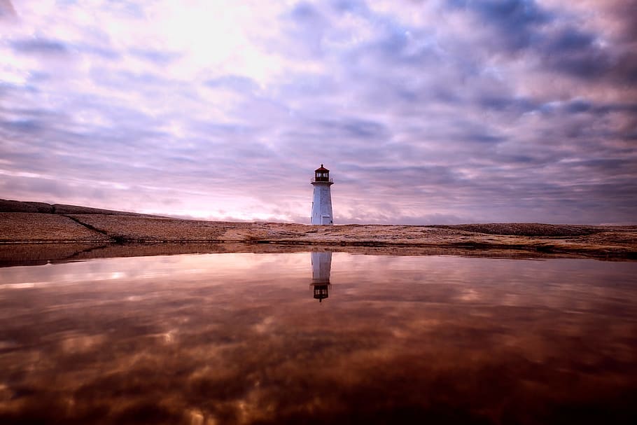 white lighthouse in the desert during daytime, canada, landmark HD wallpaper