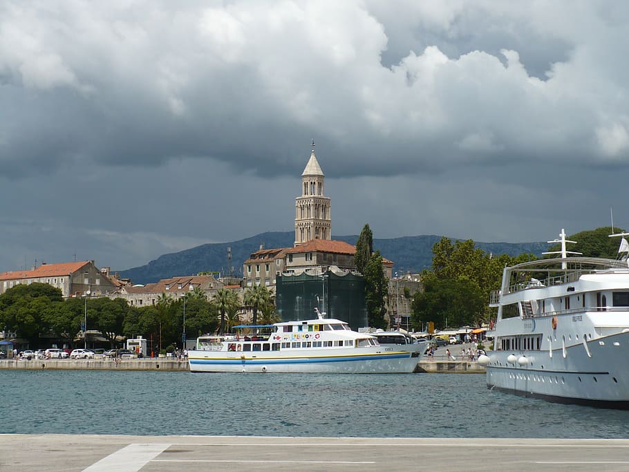 croatia, clouds, ship, nautical vessel, building exterior, architecture HD wallpaper