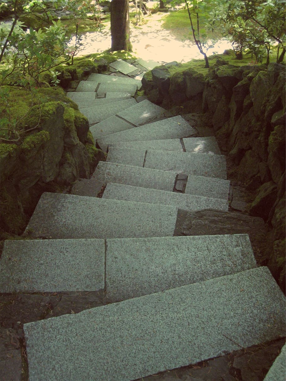 stones, steps, down, downwards, zen, path, staircase, no people HD wallpaper