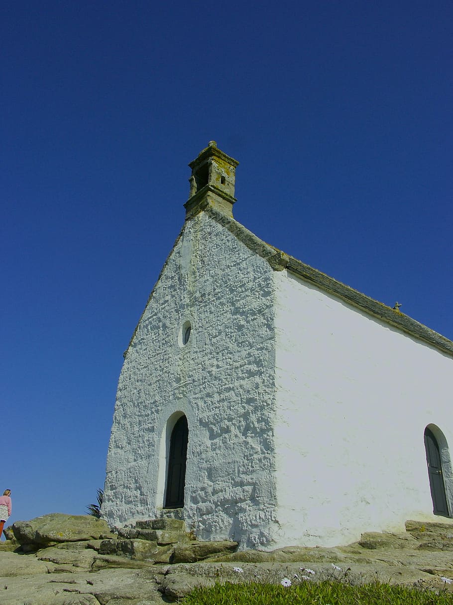 Chapel, Sky, Blue, Landscape, Brittany, white, religion, history HD wallpaper