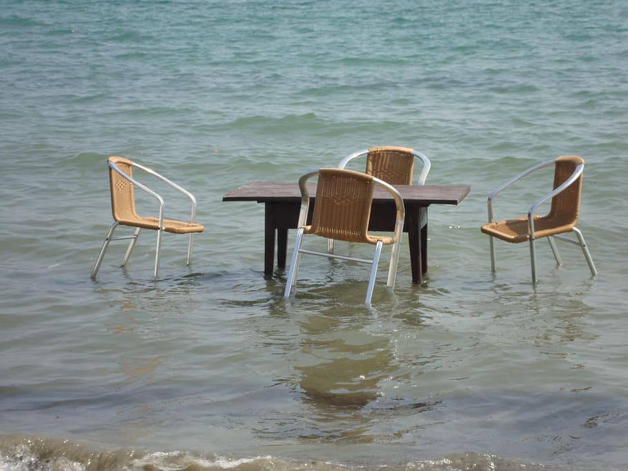 Table, Corfu, Beach, Greece, Restaurant, greek, summer, island HD wallpaper