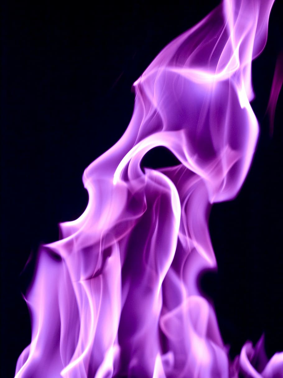 purple flame illustration, flames, flickering, fire, burning, HD wallpaper