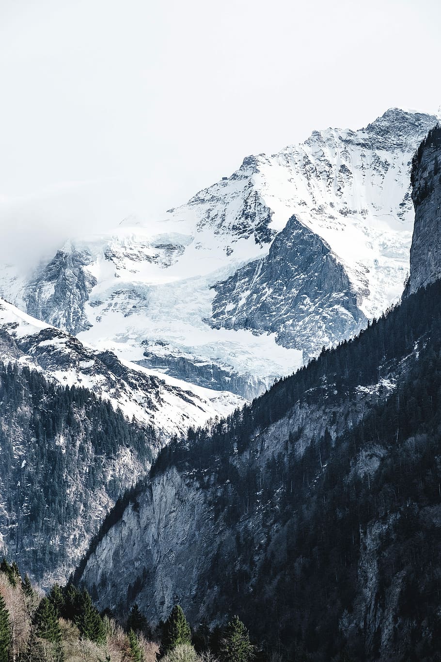 snow mountain range, mountain covered with snow, winter, landscape HD wallpaper