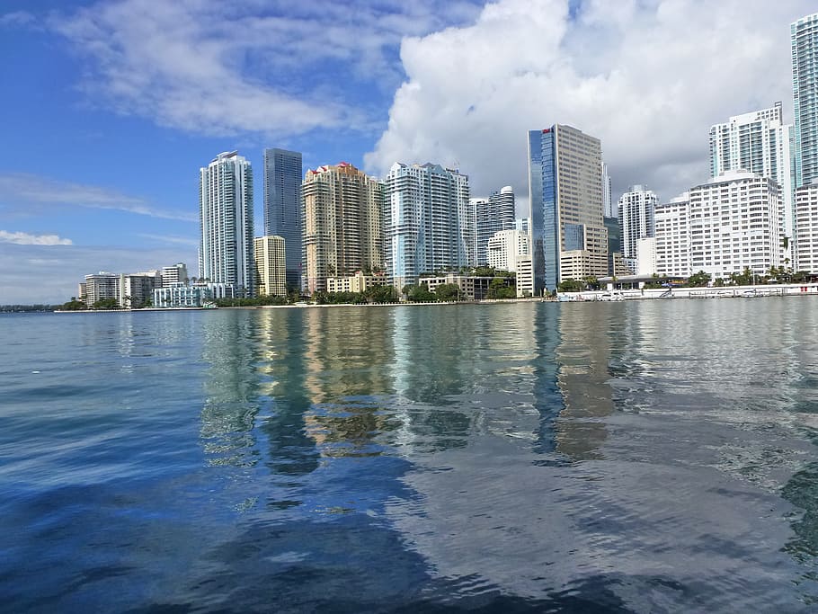 cityscape photography during daytime, miami, florida, ocean, architecture, HD wallpaper