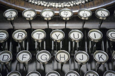 close-up photography of white typewriter keys, buttons, retro HD wallpaper