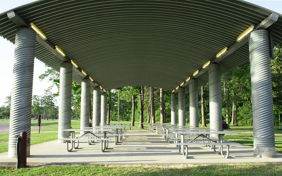 pavilion, picnic, table, park, outdoor, recreation, shelter HD wallpaper
