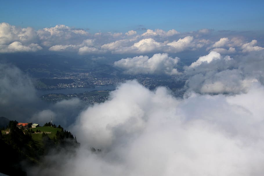 mood, clouds, sky, weather, rigi, mountains, landscape, alpine HD wallpaper