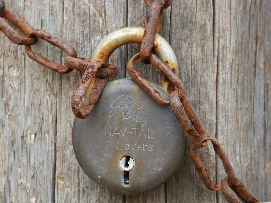 padlock, string, old, symbol, closed, forbidden, iron, wood HD wallpaper