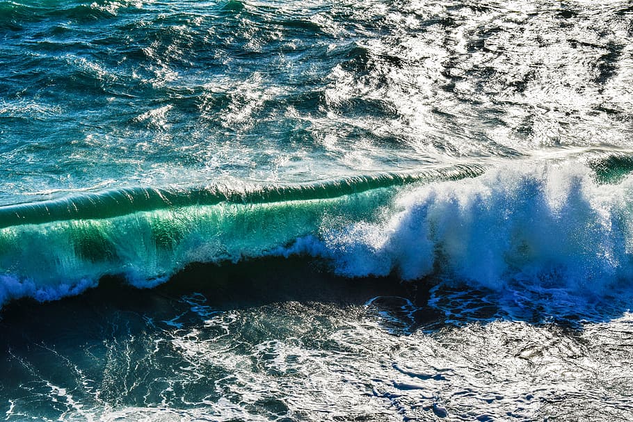 wind, wave, huge, break, transparent, water, ocean, sea, nature HD wallpaper