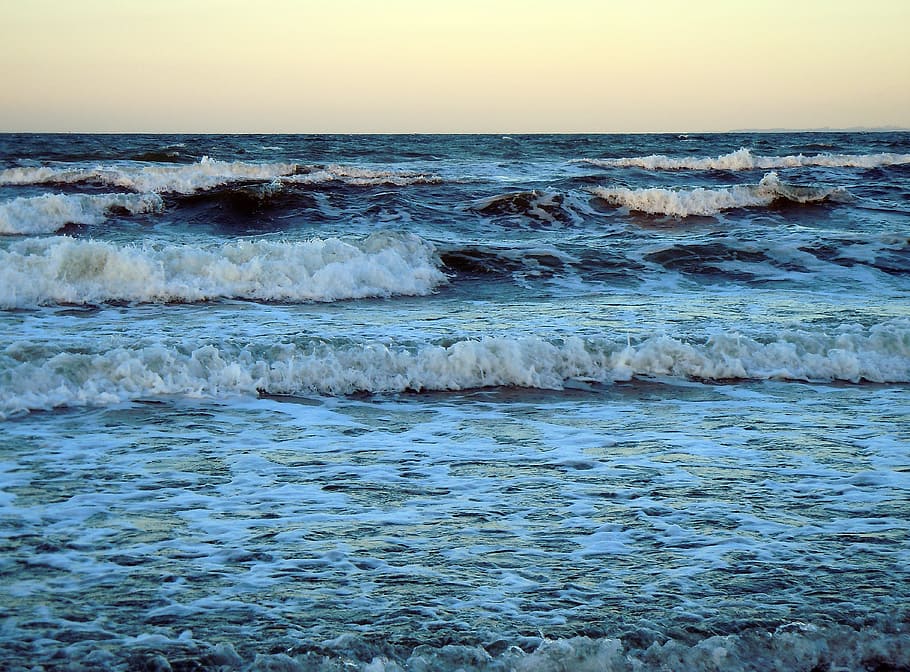 Wave, Sea, Ocean, Evening Light, Light, Water, nature, beach HD wallpaper