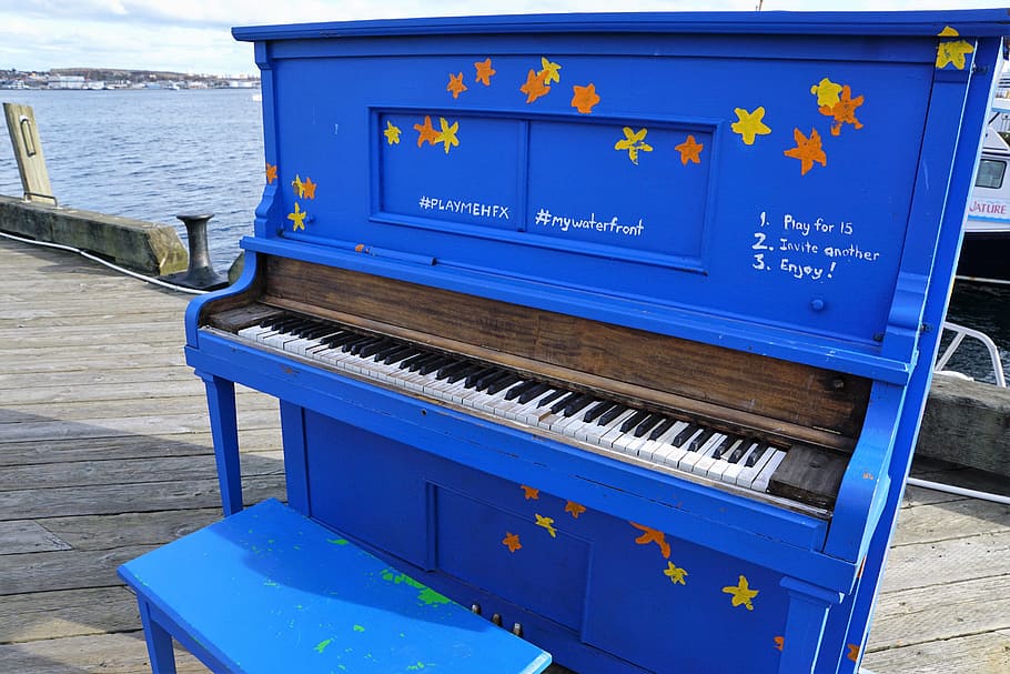 Piano, Music, Port, Canada, blue, mywaterfront, halifax, atlantic, HD wallpaper