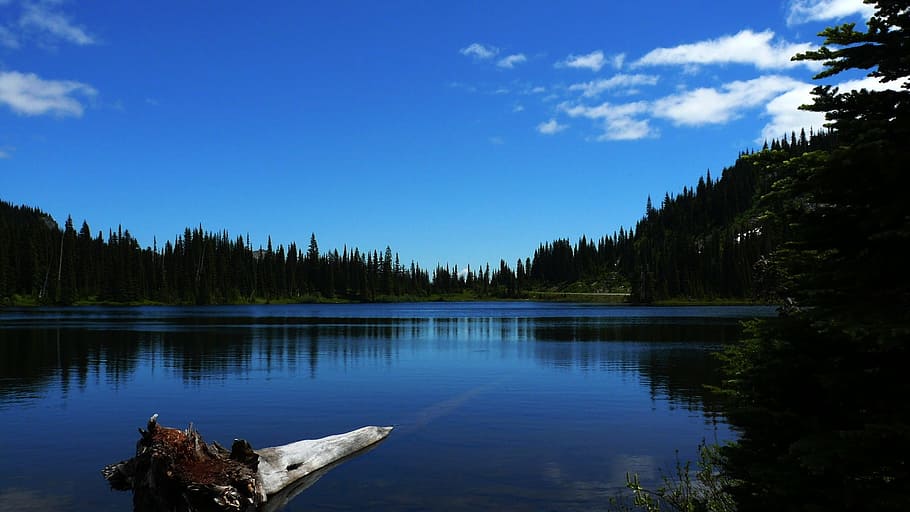 lake, landscape, reflection, scenic, calm, outdoors, nature HD wallpaper
