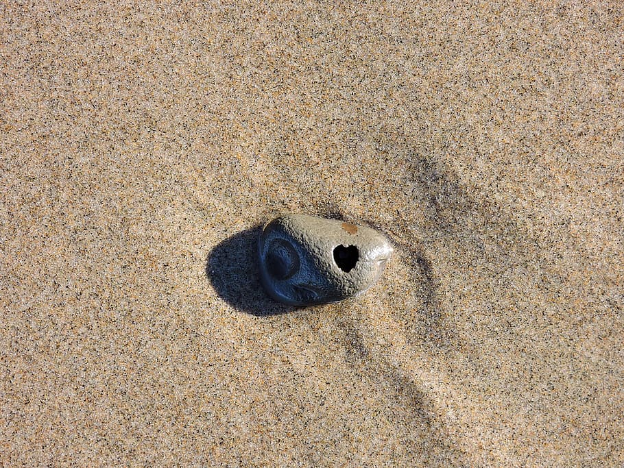 rock, sand, shape, beach, coast, land, high angle view, no people HD wallpaper