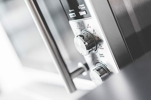 Modern Silver Microwave Controls Close Up, chrome, cooking, design HD wallpaper