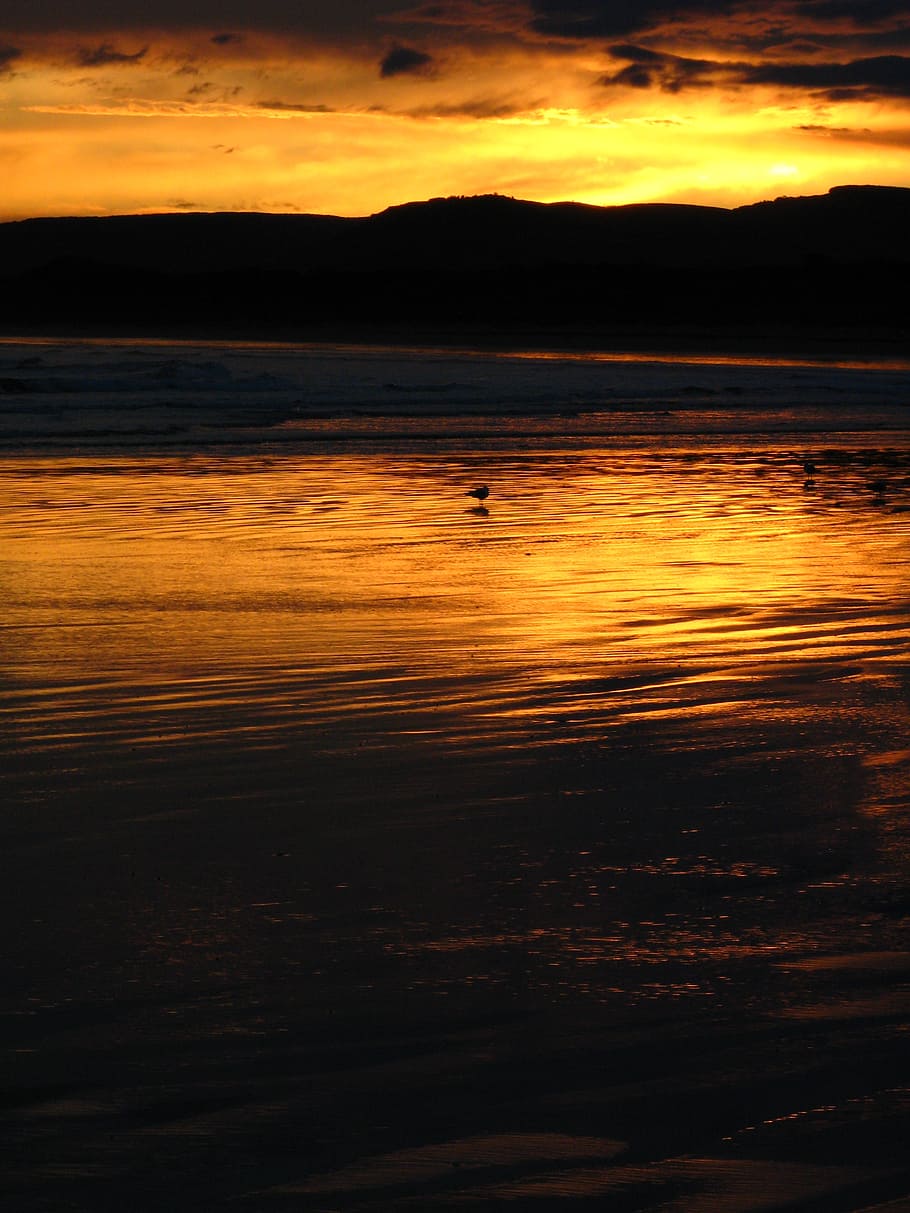 sunset, light, beach, outdoor lighting, nature, landscape, summer HD wallpaper