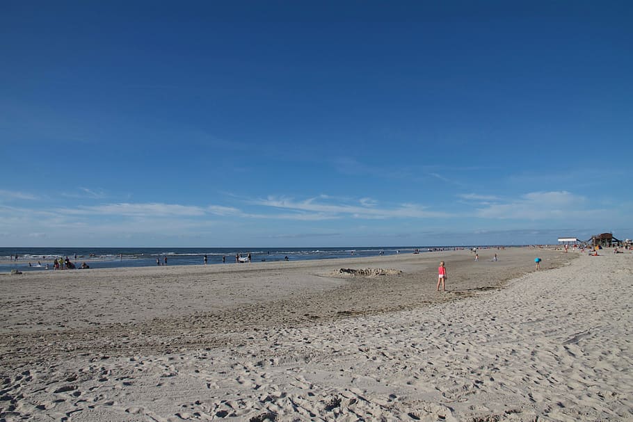 back light, beach, sand beach, swim, st peter, ording, nordfriesland HD wallpaper