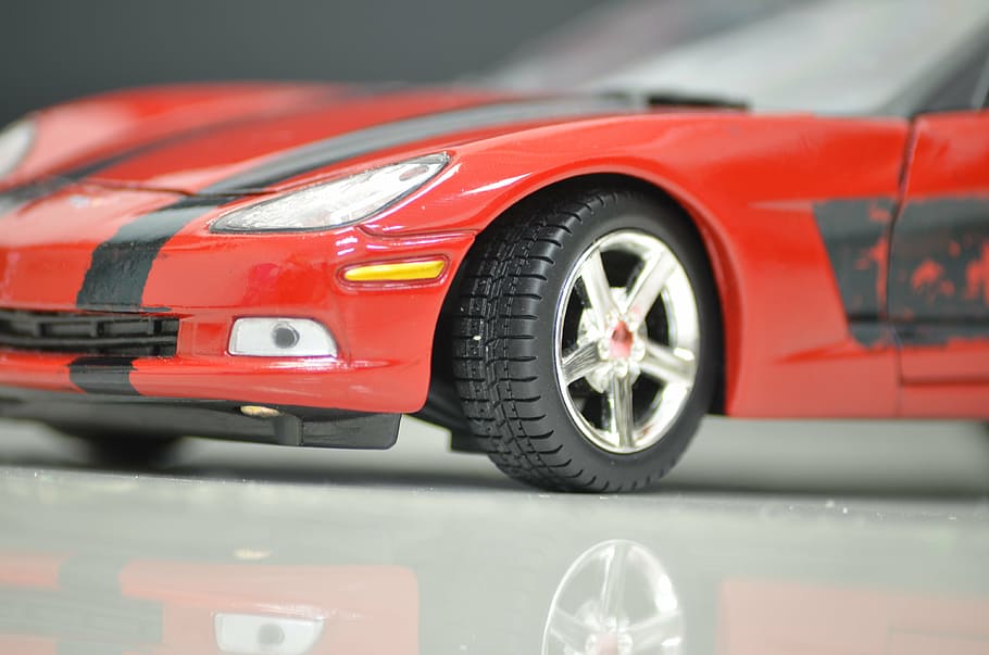 toy, car, red, corvette, motor vehicle, transportation, mode of transportation HD wallpaper