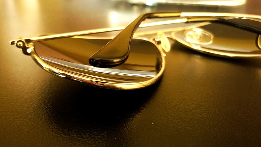glasses, sun, yellow, table, black, gold colored, no people HD wallpaper