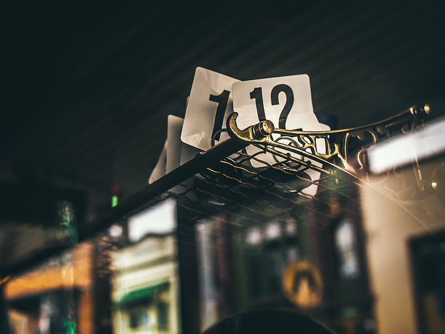 photo of number card on rack, numbers, queue, steel, ceiling HD wallpaper
