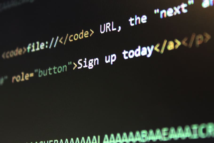 computer monitor showing text editor screengrab, code, website