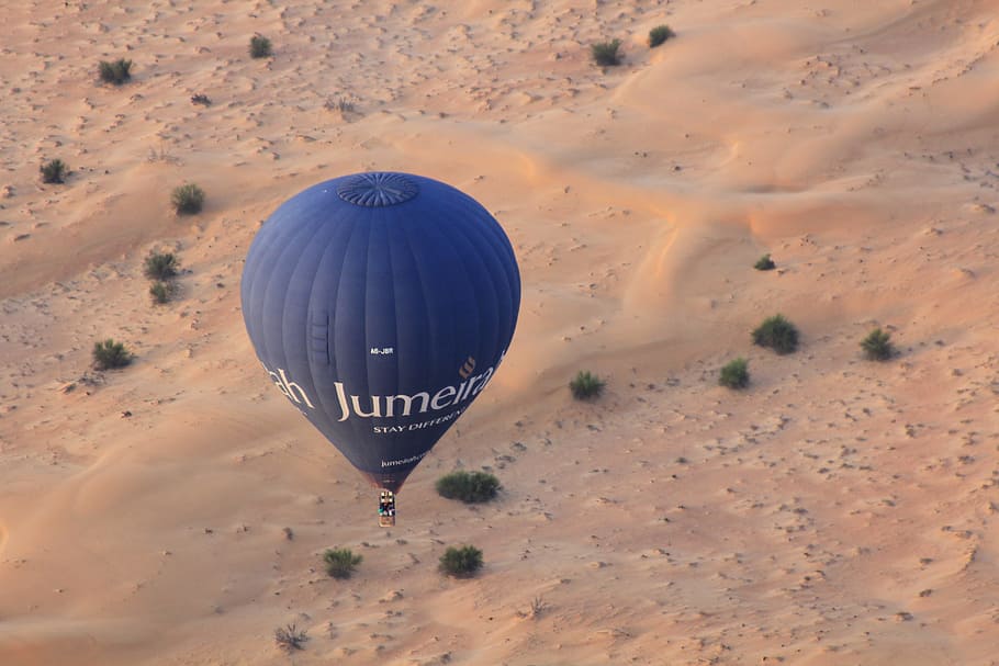 Balloon, Desert, Flight, Dubai, mid-air, hot air balloon, no people HD wallpaper