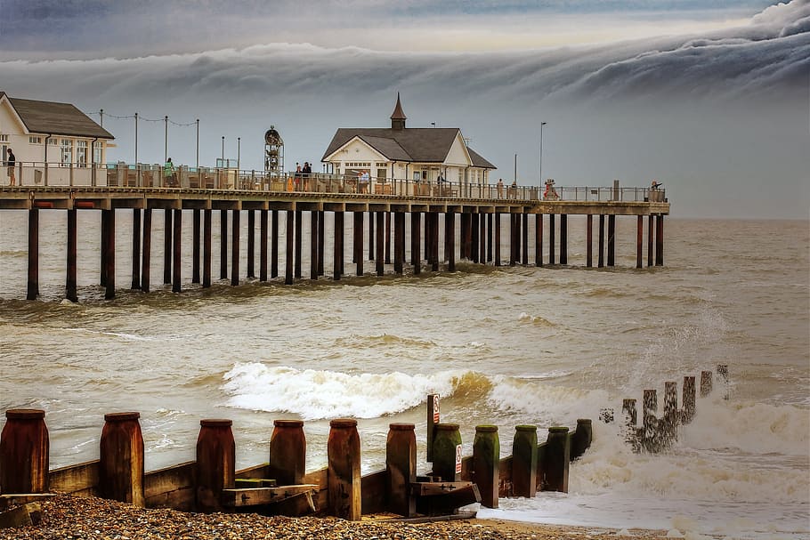 bridge, sea, structure, nature, water, built structure, architecture HD wallpaper