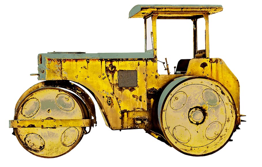 beige wooden vehicel, roll, road roller, old, work machine HD wallpaper