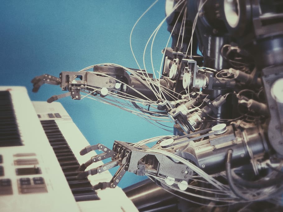 robot playing piano, keyboard, instrument, music, no people, transportation HD wallpaper