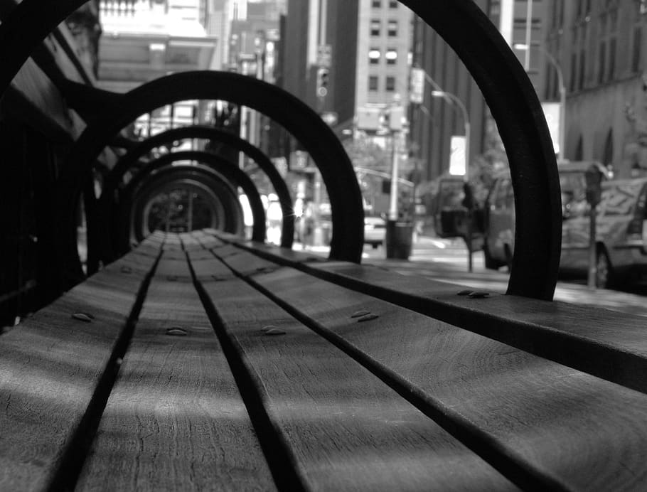 HD wallpaper: park bench, city, sitting, seat, wooden, tunnel, street ...