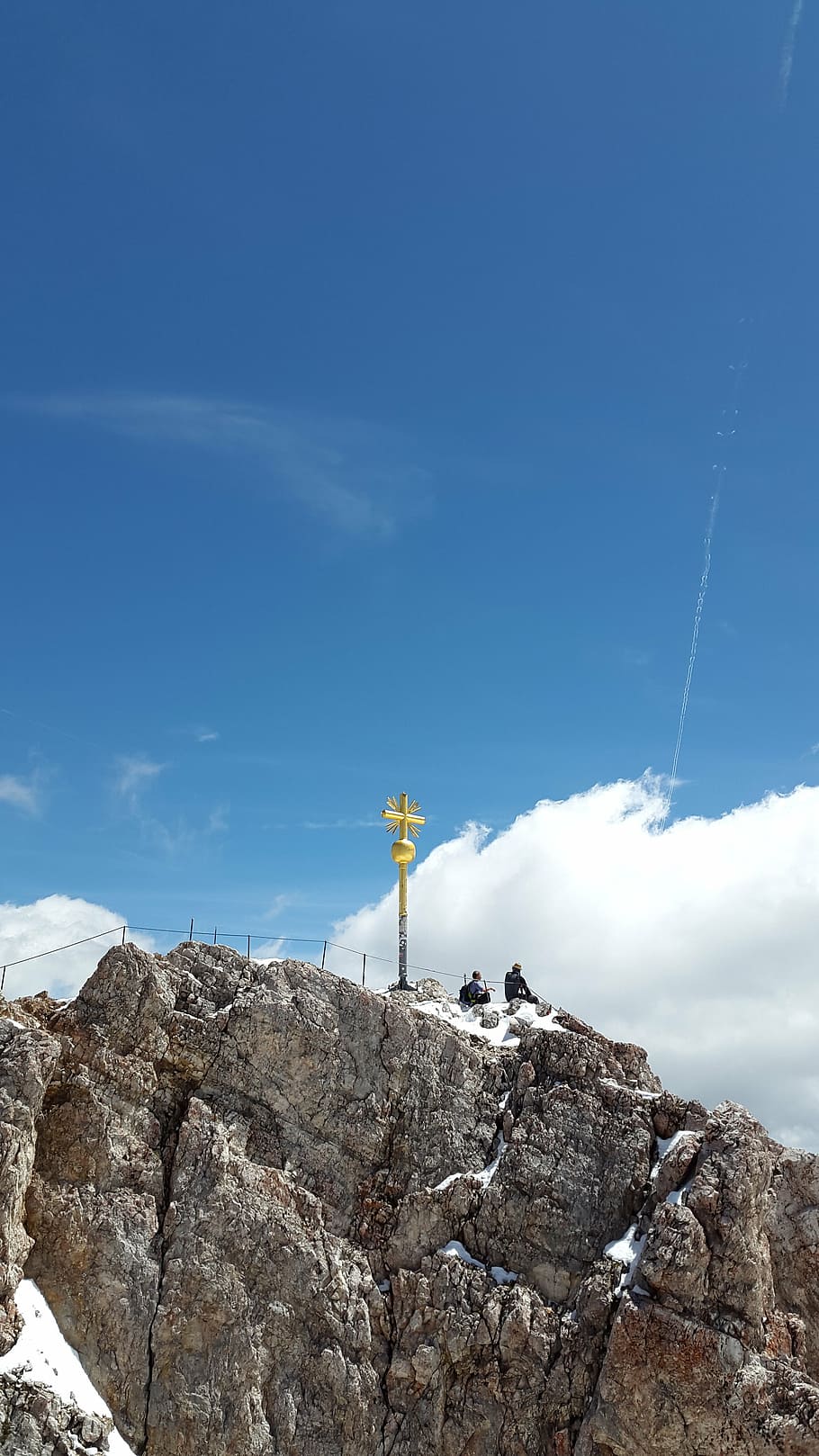 zugspitze, summit cross, zugspitze massif, mountains, alpine HD wallpaper