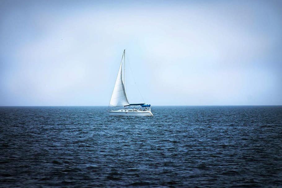 white sailboat on body of water during daytime, sailing, lake ponchatrain, HD wallpaper
