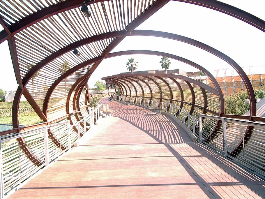 bridge, bamboo, corona, ca, architecture, curved, direction HD wallpaper
