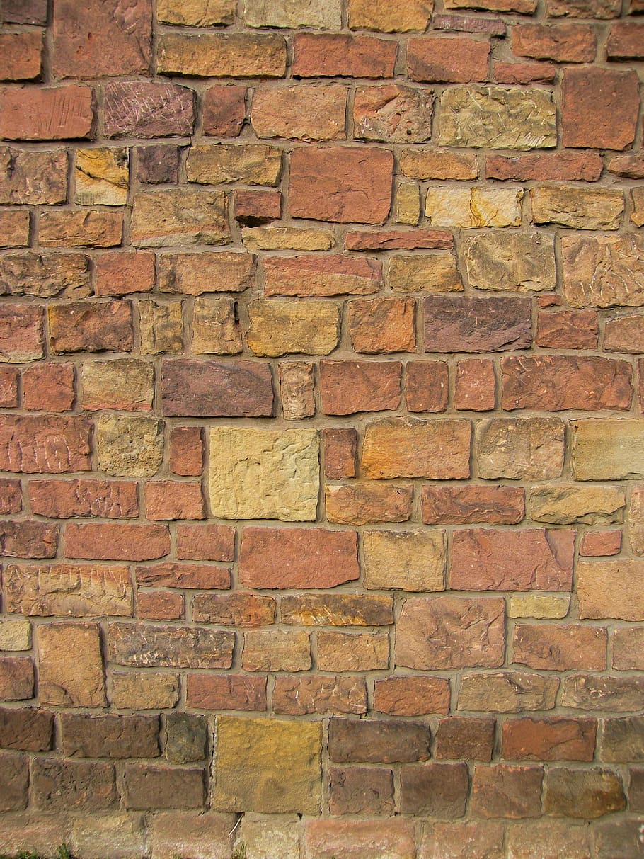 brown bricks, sand stone, wall, natural stone, texture, structure HD wallpaper