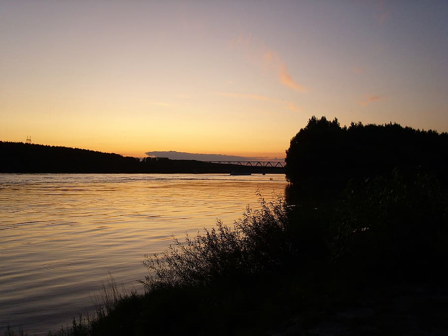 danube, sunset, border, river, water, summer, landscape, running water HD wallpaper