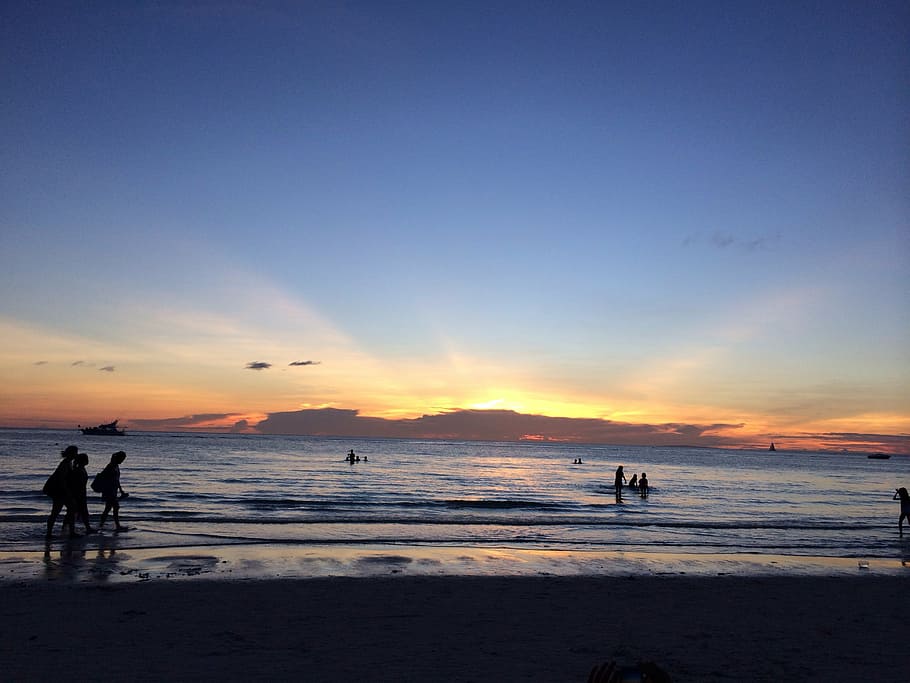 sunset, beach, fun, holiday, sand, tropical, landscape, scene HD wallpaper